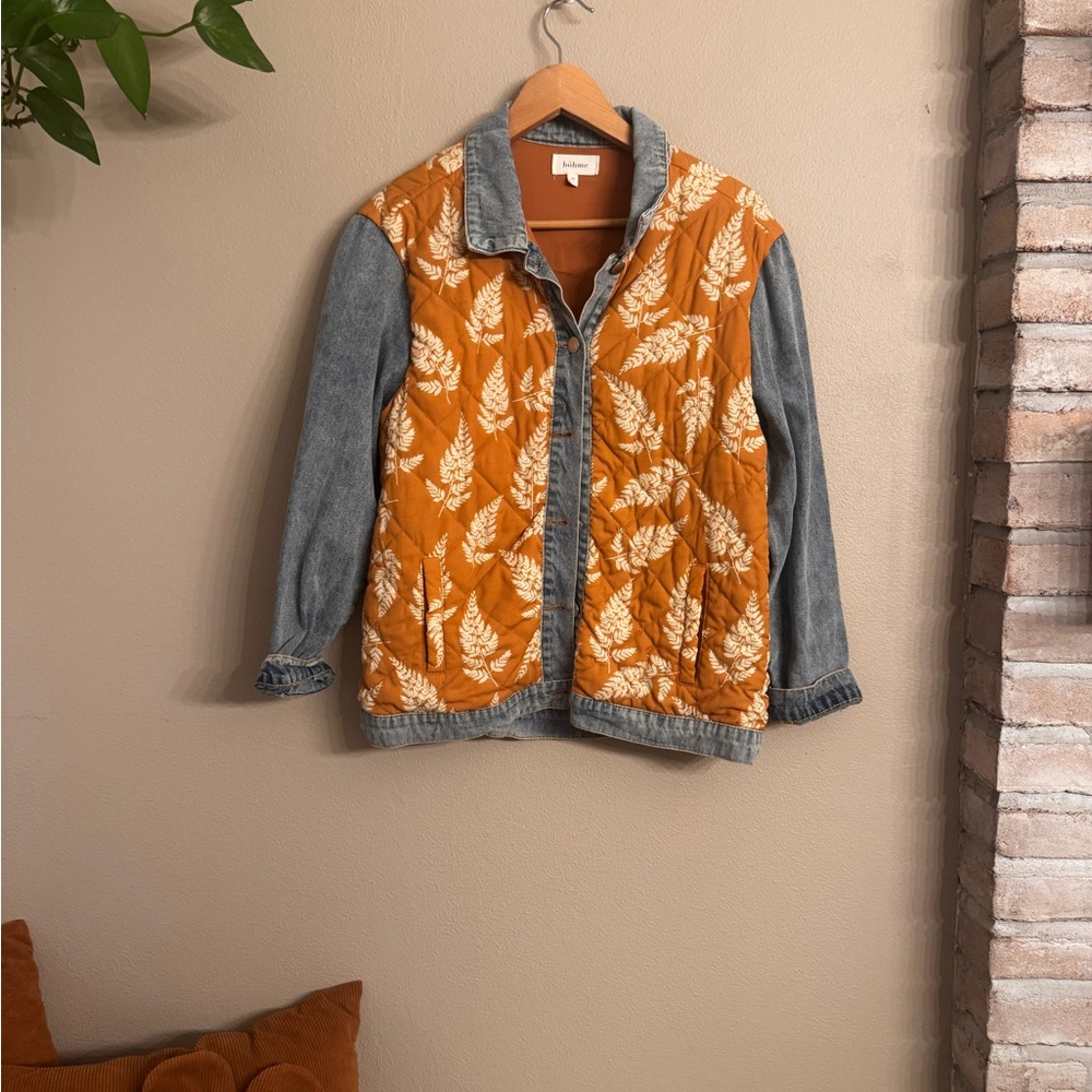 Bohme Leaf Patterned Jacket With Denim Sleeves - image 7